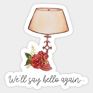 Watercolor We'll say hello again... Roses and table lamp tattoo Sticker